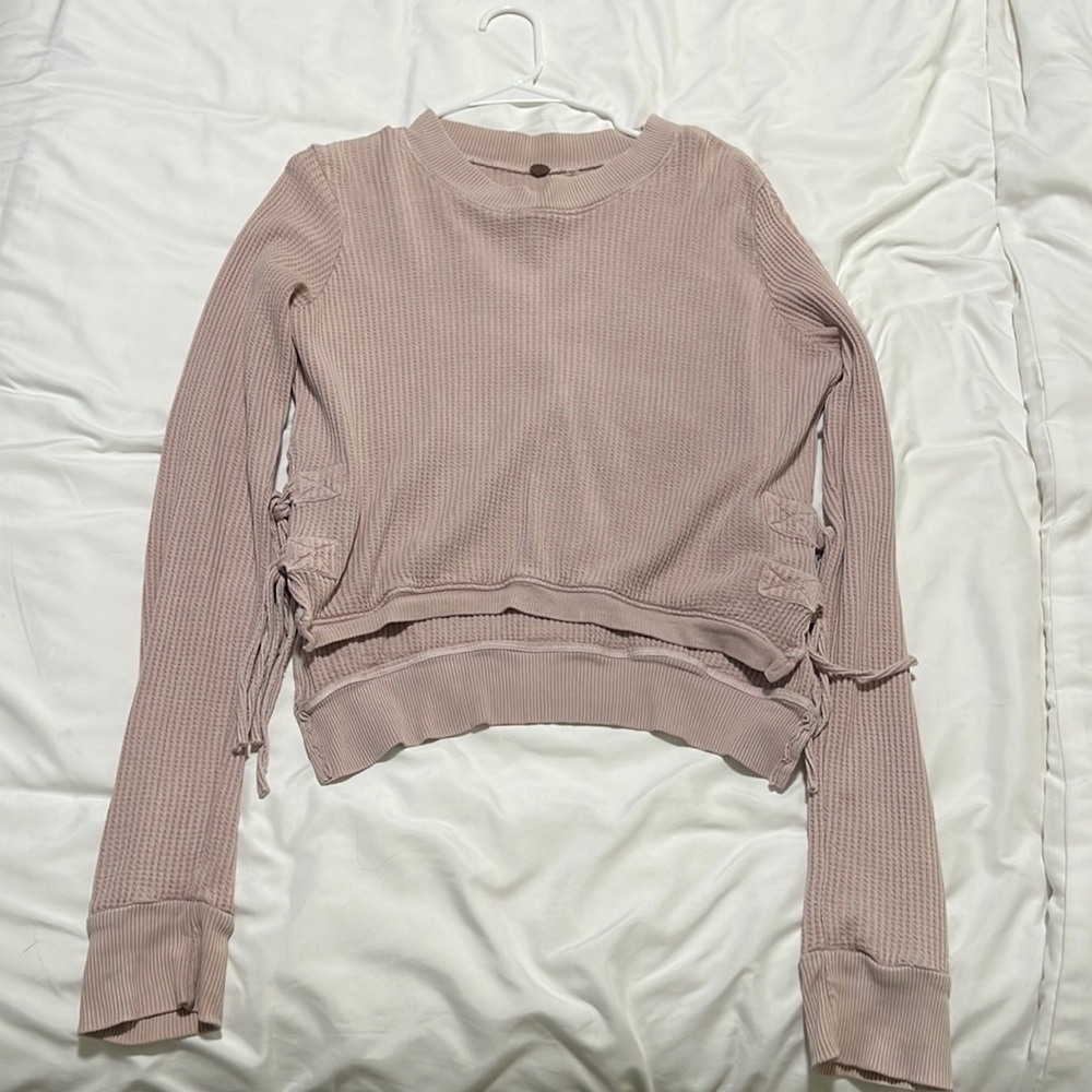free people long sleeve waffle top